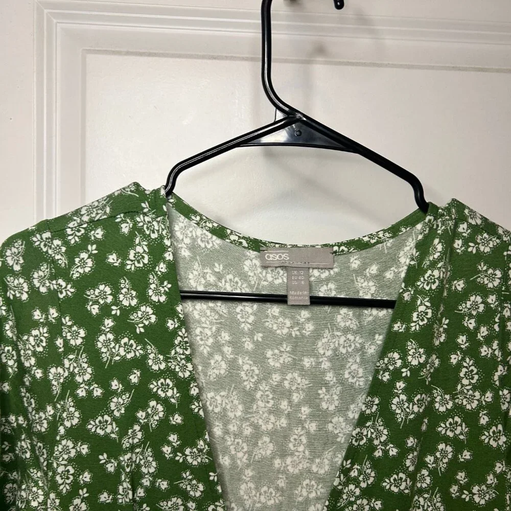 ASOS Green maxi floral dress size 8 - Picture 3 of 6